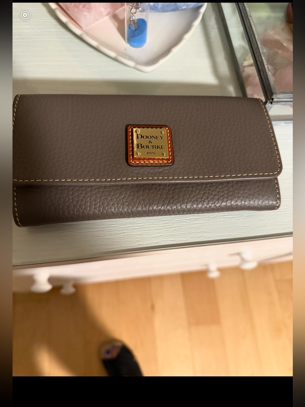 Dooney & Bourke Taupe/ Grey Pebble Leather Continental Wallet